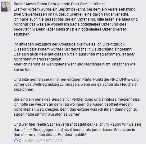 Madalschek Daniel Kommentar NPD April 2014