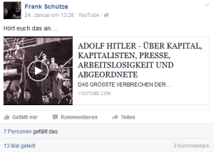 Frank Schütze teilte am 24. Januar 2016 eine Rede von Adolf Hitler