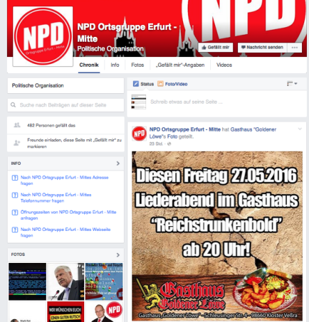 NPD Erfurt-Mitte bewirbt Konzert des verurteilten Neonazis