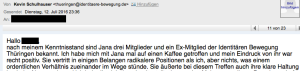 Email von Kevin Schulhauser (12.07.16) über Kontakte der Identitären Bewegung zu Jana Schneider