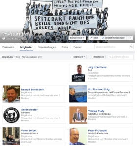 Thomas Rudy gemeinsam mit Neonazis Mitglied in der Facebook-Gruppe „Volksaufstand"