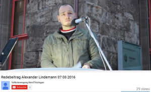 Neonazi und Holocaustleugner Alexander Lindemann aus Nordhausen von der „Volksbewegung Nordthüringen"