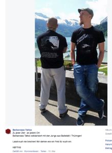 Freundeskreis der Ballstädter Neonazi-Szene in der Schweiz: „Barbarossa Tattoo" mit Solidaritäts-Shirt für die angeklagten Neonazis